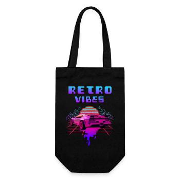 Retro Vibes Sportwagen Vaporwave Sunset - Geschenkbeutel für Flaschen - Schwarz - Vorne