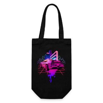 Retro Wave Sportwagen Vaporwave - Geschenkbeutel für Flaschen - Schwarz - Vorne
