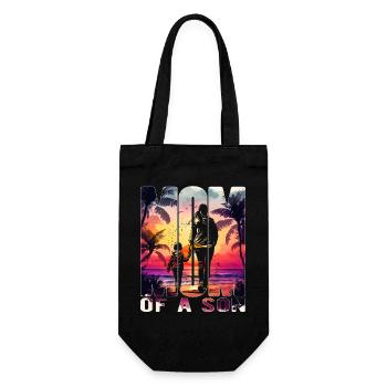 Mutter mit einem Sohn Muttertag Strand Mama Kind - Geschenkbeutel für Flaschen - Schwarz - Vorne