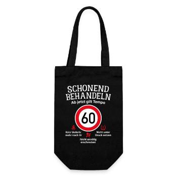 60. Geburtstag Schonend Behandeln 60 Tempolimit 60 - Geschenkbeutel für Flaschen - Schwarz - Vorne