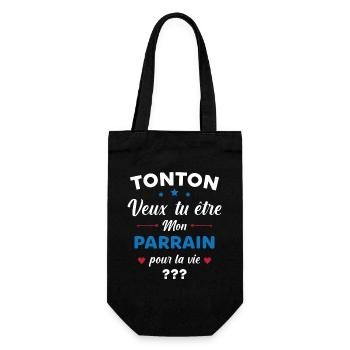 Tonton Veux tu être Mon Parrain Demande Futur Papa - Sac à bouteille - noir - Devant
