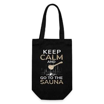 Keep Calm and go to Sauna - Geschenkbeutel für Flaschen - Schwarz - Vorne