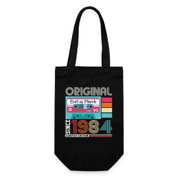 39 Birthday Man March Born 1984 Fun Cassette - Gift Bag for Bottles - black - Front