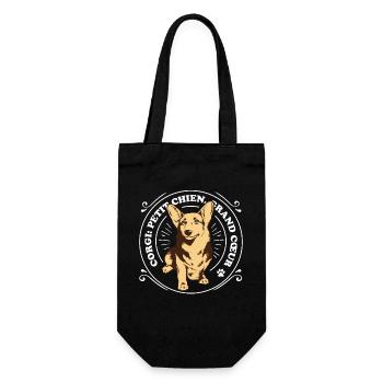 Corgi Petit chien grand cœur - Sac à bouteille - noir - Devant
