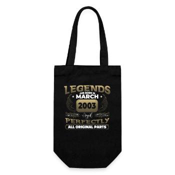 20. Geburtstag Mann März Jahrgang 2003 Legende - Geschenkbeutel für Flaschen - Schwarz - Vorne