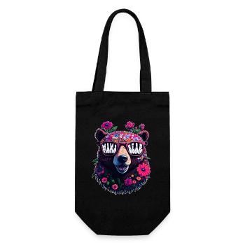 Mamabär Sonnenbrille Mama Bear Muttertag Blumen - Geschenkbeutel für Flaschen - Schwarz - Vorne