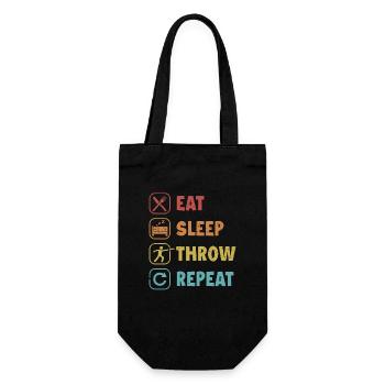 Eat Sleep Throw Repeat Frisbee Golf Basket Disc - Gift Bag for Bottles - black - Front