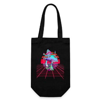 Psychedelische Pilze - Retro Wave Sunset - Geschenkbeutel für Flaschen - Schwarz - Vorne