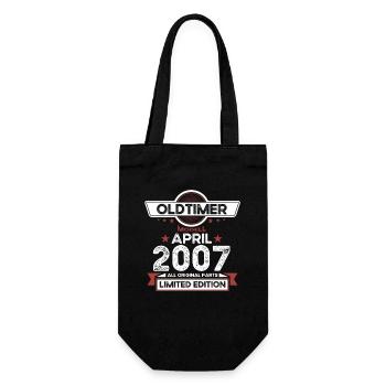 16. Geburtstag Mann Oldtimer April Jahrgang 2007 - Geschenkbeutel für Flaschen - Schwarz - Vorne