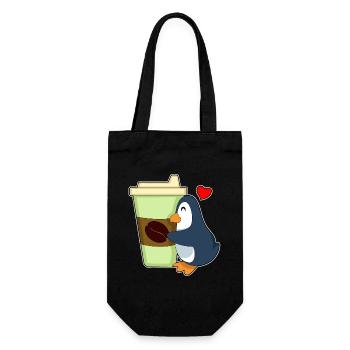 Pinguin Coffee to go - Geschenkbeutel für Flaschen - Schwarz - Vorne