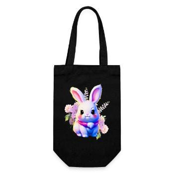 Flowers Easter Bunny Cute Bunny - Gift Bag for Bottles - black - Front