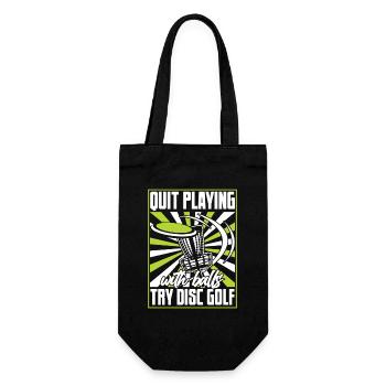 Quit Playing With Balls Disc Golfer Frisbee Golf - Geschenkbeutel für Flaschen - Schwarz - Vorne