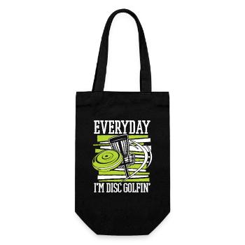 Everyday I'm Disc Golfing Frisbee Golf Basket - Gift Bag for Bottles - black - Front