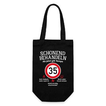 35. Geburtstag Schonend Behandeln 35 Tempolimit 35 - Geschenkbeutel für Flaschen - Schwarz - Vorne