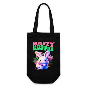 Lapin de Pâques - lapin doux Joyeuses Pâques - Sac à bouteille - noir - Devant