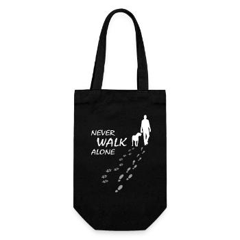 Never walk alone - Hund Gassi Geschenk - Geschenkbeutel für Flaschen - Schwarz - Vorne