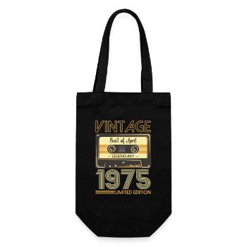 48. Geburtstag Mann Kassette April Jahrgang 1975 - Geschenkbeutel für Flaschen - Schwarz - Vorne