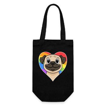 Regenbogen - Hund mit Herz - Geschenkbeutel für Flaschen - Schwarz - Vorne