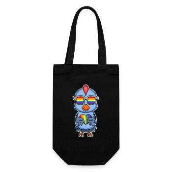 Rainbow - Chicken with glasses and heart - Gift Bag for Bottles - black - Front