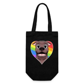 Rainbow - dog with glasses and heart - Gift Bag for Bottles - black - Front
