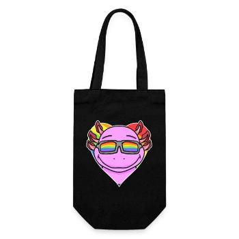 Rainbow - Axolotl with glasses and heart - Gift Bag for Bottles - black - Front