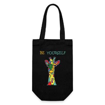 Giraffe Be Yourself Sei Du Selbst Bunt Anders - Geschenkbeutel für Flaschen - Schwarz - Vorne