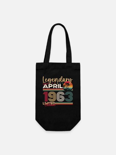 60th birthday man April Born 1963 Legendary - Gift Bag for Bottles - black