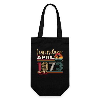 50th Birthday Man April Vintage 1973 Legendary - Gift Bag for Bottles - black - Front