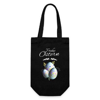 Blumen Ostereier Frohe Ostern - Geschenkbeutel für Flaschen - Schwarz - Vorne