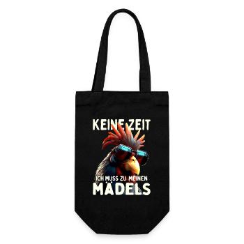 Hühner Keine Zeit Ich Muss Zu Meinen Mädels Hahn - Geschenkbeutel für Flaschen - Schwarz - Vorne