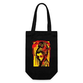 Colored drops and Japanese geisha girl - Gift Bag for Bottles - black - Front