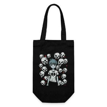 Skull, Bones and Cartoon Girl - Gift Bag for Bottles - black - Front