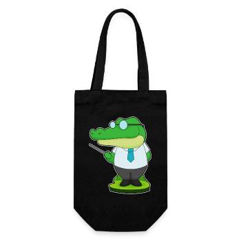 Crocodile Teacher Pointing Stick School - Gift Bag for Bottles - black - Front