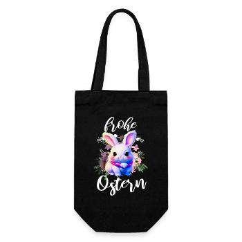 Frohe Ostern niedliche Osterhase - Geschenkbeutel für Flaschen - Schwarz - Vorne