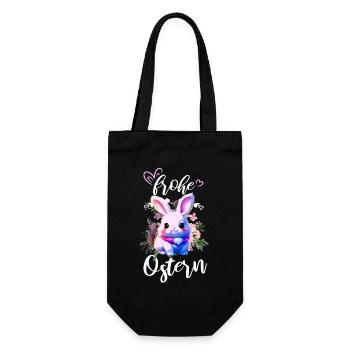süßes Kaninchen floral frohe Ostern - Geschenkbeutel für Flaschen - Schwarz - Vorne