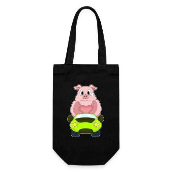 Pig Car - Gift Bag for Bottles - black - Front