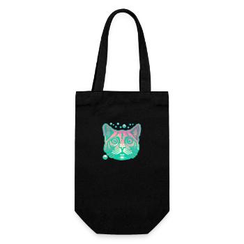Spiritual Green Yoga Cat - Gift Bag for Bottles - black - Front