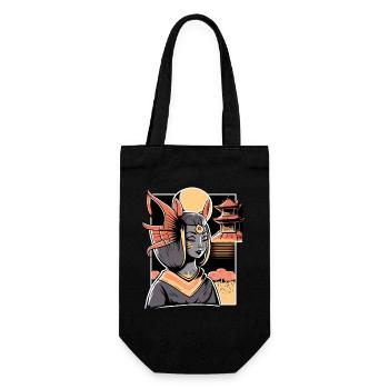 Chat Femme Et Sanctuaire Japonais Paysage - Sac à bouteille - noir - Devant