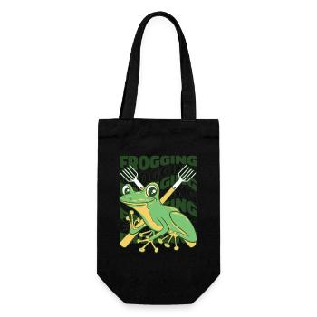 frogging tadpole tree frog toad frog catcher - Gift Bag for Bottles - black - Front