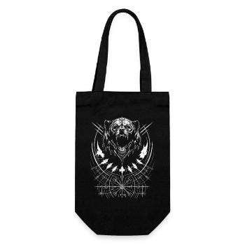Grizzly Bear Vegvisir Runes Compass Teutonic Tribal - Gift Bag for Bottles - black - Front