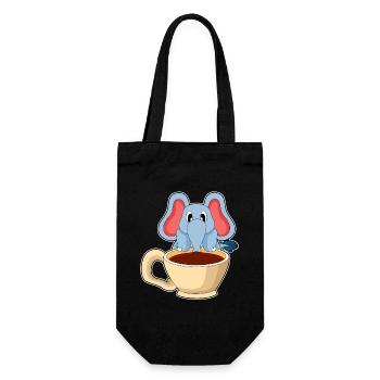 Elefant Tasse Kaffee - Geschenkbeutel für Flaschen - Schwarz - Vorne