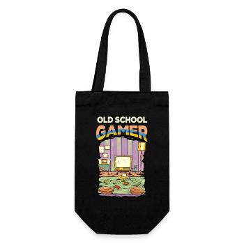 Old School Gamer, Funny Retro Video Games Console - Gift Bag for Bottles - black - Front