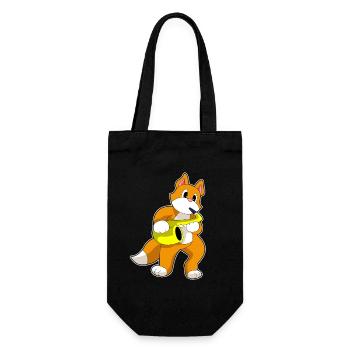 Katze Musiker Saxophon Musik - Geschenkbeutel für Flaschen - Schwarz - Vorne