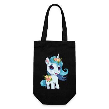 Licorne Fleurs Magie Fantaisie Dessin Animé Art Coloré - Sac à bouteille - noir - Devant