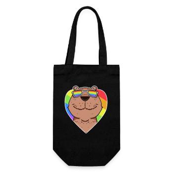 Rainbow - Capybara with glasses and heart - Gift Bag for Bottles - black - Front