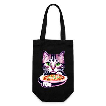 Cat Pizzeria Cat Pizza Kitten Pizza Lovers - Gift Bag for Bottles - black - Front