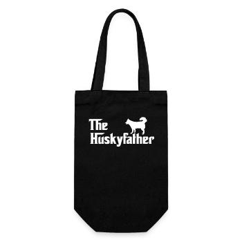 Der Husky-Vater Lustige Husky-Besitzer Papa-Geschenke - Geschenkbeutel für Flaschen - Schwarz - Vorne