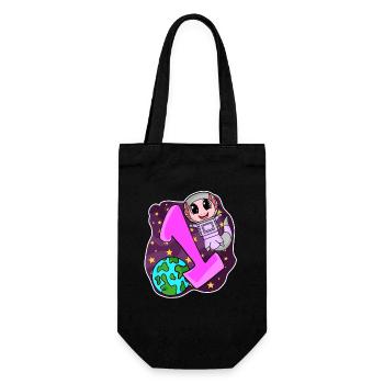 1 year old - Enrollment - Axolotl motif - Gift Bag for Bottles - black - Front