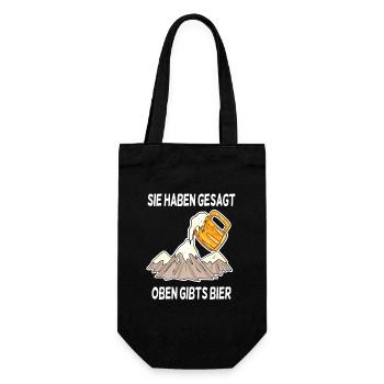 Bier Berg Berge Spruch - Geschenkbeutel für Flaschen - Schwarz - Vorne