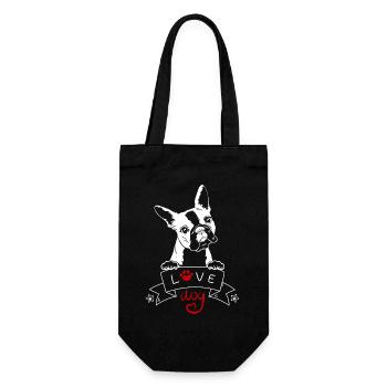 Love Dog Bouledogue - blanc - Sac à bouteille - noir - Devant